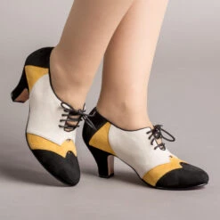 American Duchess Karolina Women's Retro Oxfords (Black/Yellow/Ivory)