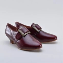 American Duchess Kensington Women's 18th Century Leather Shoes (Bordeaux) -StrideOne Store kensington oxblood 2023 shopify 3