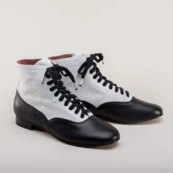 American Duchess Larkspur Women's Wool/Leather Lace-Up Boots (Grey/Black) -StrideOne Store larkspur womens wool leather lace up boots grey black