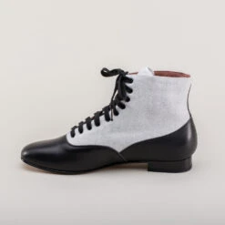 American Duchess Larkspur Women's Wool/Leather Lace-Up Boots (Grey/Black) -StrideOne Store larkspur womens wool leather lace up boots grey black 7