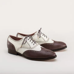 American Duchess Lawrence Men's Vintage Spectator Shoes (Brown/Ivory)