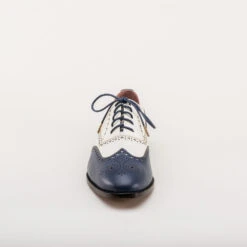 American Duchess Lawrence Men's Vintage Spectator Shoes (Navy/Ivory) 21 American Duchess Lawrence Men's Vintage Spectator Shoes (Navy/Ivory) -StrideOne Store lawrence mens vintage spectator oxfords navy ivory 9