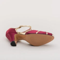 American Duchess Lilith Women's Vintage Flapper T-Straps (Burgundy/Gold) 29 American Duchess Lilith Women's Vintage Flapper T-Straps (Burgundy/Gold) -StrideOne Store lilith 1920s flapper shoes gold burgundy 10