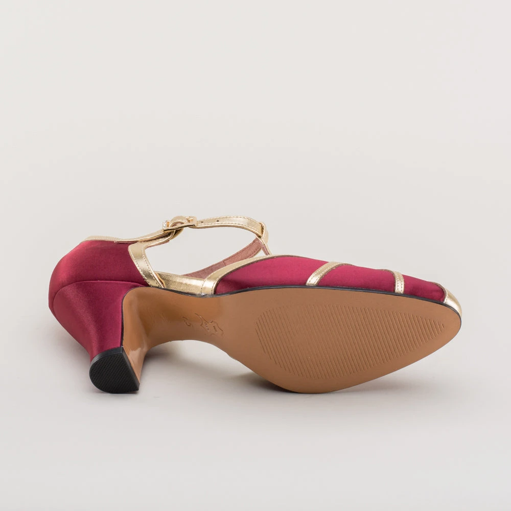 American Duchess Lilith Women's Vintage Flapper T-Straps (Burgundy/Gold) 15 American Duchess Lilith Women's Vintage Flapper T-Straps (Burgundy/Gold) - Image 13