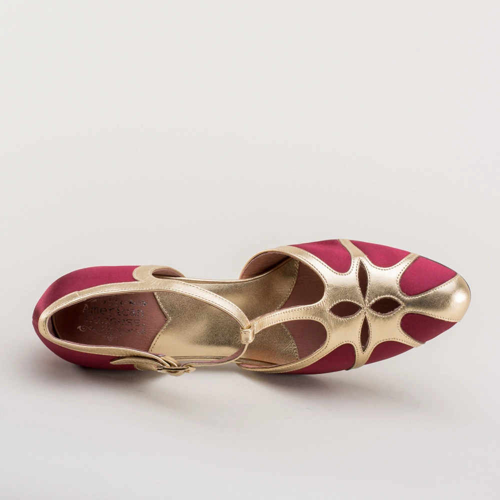 American Duchess Lilith Women's Vintage Flapper T-Straps (Burgundy/Gold) 16 American Duchess Lilith Women's Vintage Flapper T-Straps (Burgundy/Gold) - Image 14