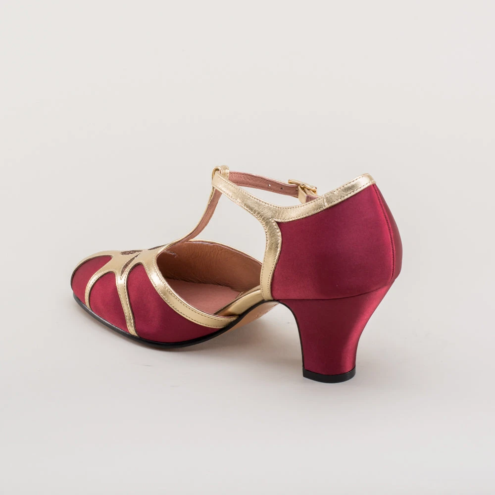 American Duchess Lilith Women's Vintage Flapper T-Straps (Burgundy/Gold) 11 American Duchess Lilith Women's Vintage Flapper T-Straps (Burgundy/Gold) - Image 9