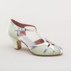 American Duchess Lilith Women's Vintage Flapper T-Straps Wide (Green/Silver) 21 American Duchess Lilith Women's Vintage Flapper T-Straps Wide (Green/Silver) -StrideOne Store lilith 1920s flapper shoes silver green 2 0cc55b66 9ead 44c3 a204 8bb4999d82a5