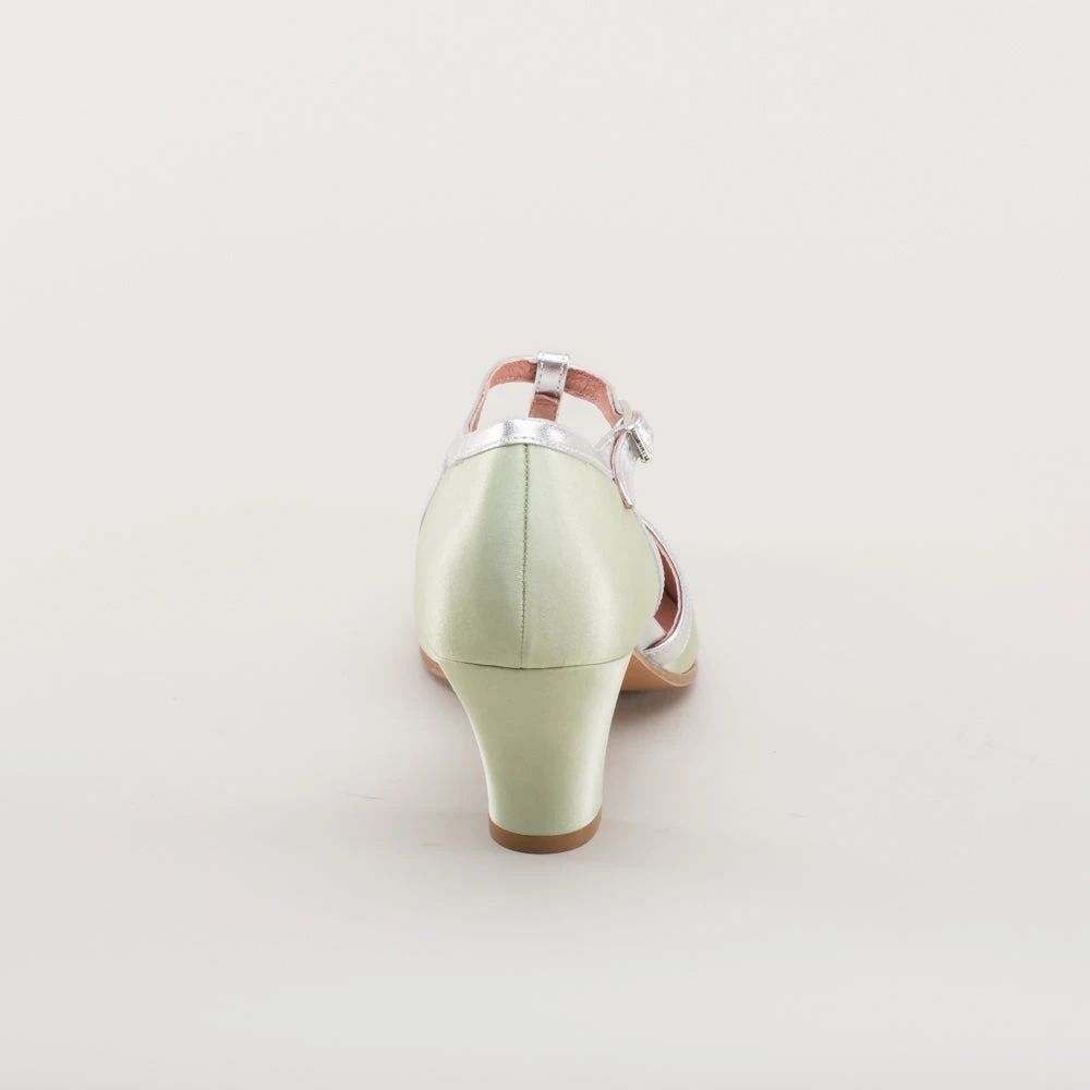 American Duchess Lilith Women's Vintage Flapper T-Straps Wide (Green/Silver) 10 American Duchess Lilith Women's Vintage Flapper T-Straps Wide (Green/Silver) - Image 8