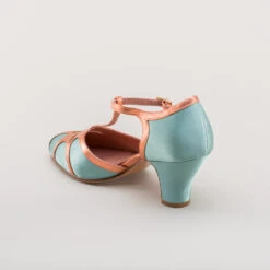 American Duchess Lilith Women's Vintage Flapper T-Straps (Teal/Copper) 25 American Duchess Lilith Women's Vintage Flapper T-Straps (Teal/Copper) -StrideOne Store lilith 1920s flapper shoes teal copper 6