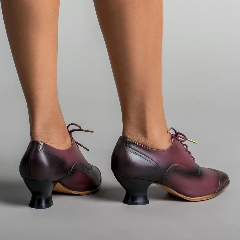 American Duchess Londoner Women's Edwardian Oxfords (Cherry) 4 American Duchess Londoner Women's Edwardian Oxfords (Cherry) - Image 2