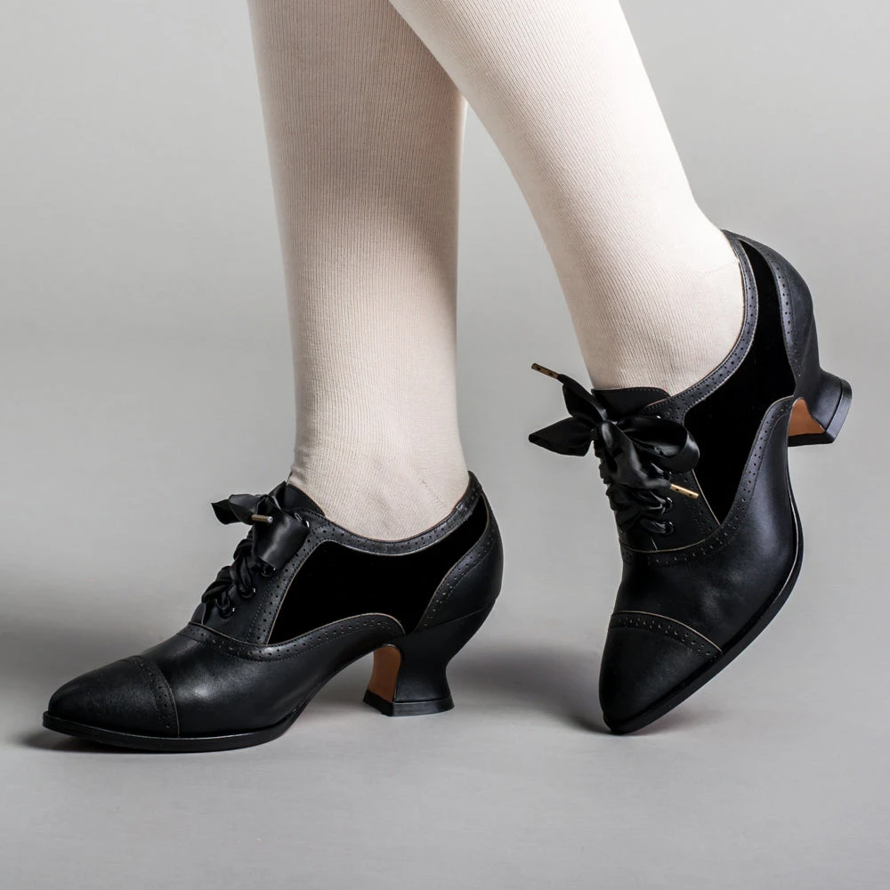 American Duchess Lucille Women's Edwardian Oxfords (Black/Black) 4 American Duchess Lucille Women's Edwardian Oxfords (Black/Black) - Image 2