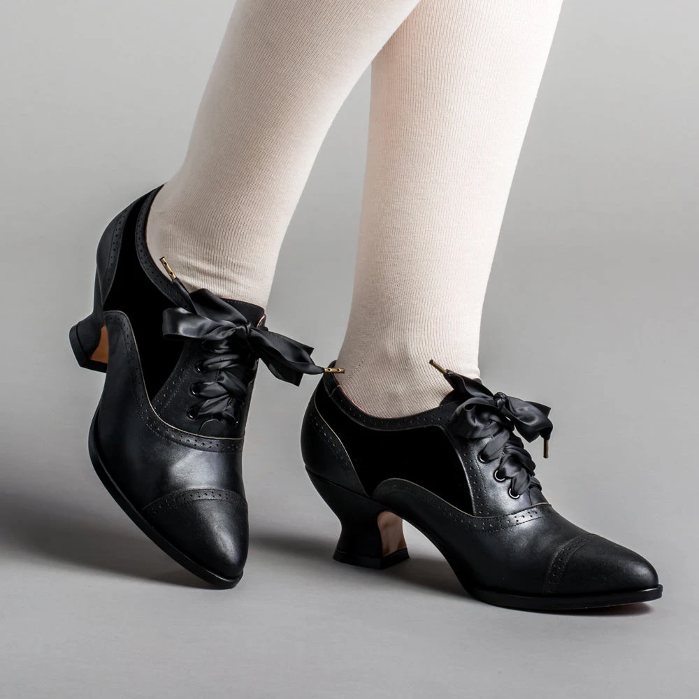 American Duchess Lucille Women's Edwardian Oxfords (Black/Black) 3 American Duchess Lucille Women's Edwardian Oxfords (Black/Black)