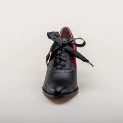 American Duchess Lucille Women's Edwardian Oxfords (Black/Burgundy) -StrideOne Store lucille vintage oxfords black burgundy 9