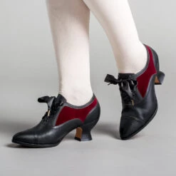 American Duchess Lucille Women's Edwardian Oxfords (Black/Burgundy)