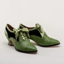 American Duchess Lucille Women's Edwardian Oxfords (Green/Black) 19 American Duchess Lucille Women's Edwardian Oxfords (Green/Black) -StrideOne Store lucille vintage oxfords green black