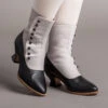 American Duchess Manhattan Women's Victorian Cloth-Top Button Boots (Grey/Black) 1 American Duchess Manhattan Women's Victorian Cloth-Top Button Boots (Grey/Black) -StrideOne Store manhattan canvas leather victorian button boots grey black of
