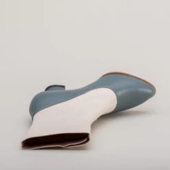 American Duchess Manhattan Women's Victorian Cloth-Top Button Boots (Ivory/French Blue) -StrideOne Store manhattan canvas leather victorian button boots ivory french blue 11