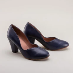 American Duchess Marilyn Women's 1940s Pumps (Navy Blue) -StrideOne Store marilyn 1940s pumps navy