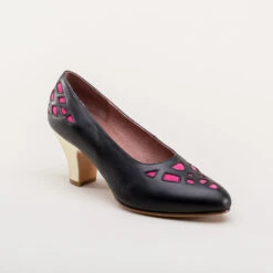 American Duchess Meme Women's Vintage Pumps (Black/Pink/Gold) -StrideOne Store meme vintage pumps black pink w 2