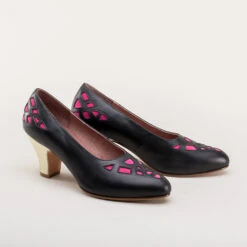 American Duchess Meme Women's Vintage Pumps (Black/Pink/Gold) -StrideOne Store meme vintage pumps black pink w