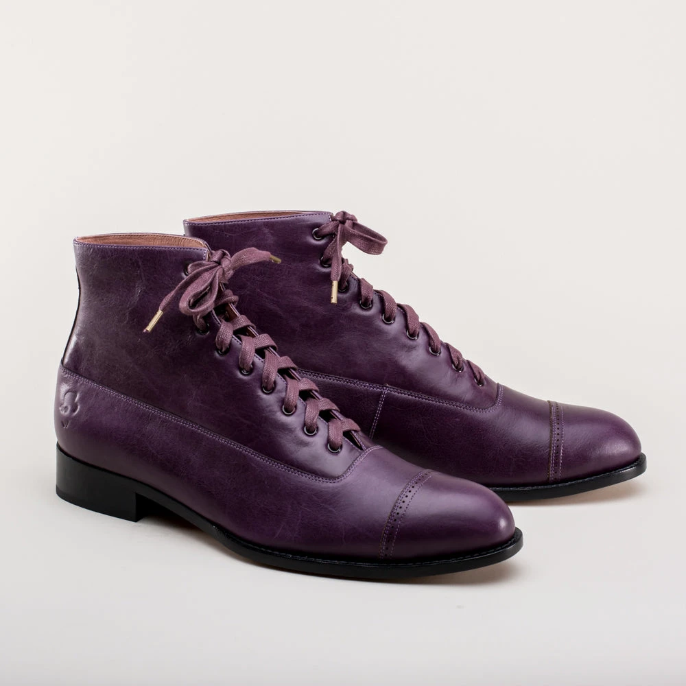 American Duchess Noble Men's Vintage Lace-Up Boots (Purple)