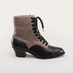 American Duchess Paris Women's Boots (Grey/Black) -StrideOne Store paris vintage edwardian lace up boots black grey 3