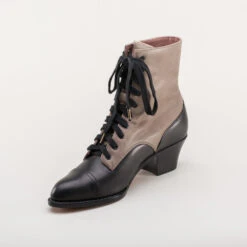 American Duchess Paris Women's Boots (Grey/Black) -StrideOne Store paris vintage edwardian lace up boots black grey 8