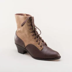 American Duchess Paris Women's Boots (Tan/Brown) -StrideOne Store paris vintage edwardian lace up boots brown tan 2
