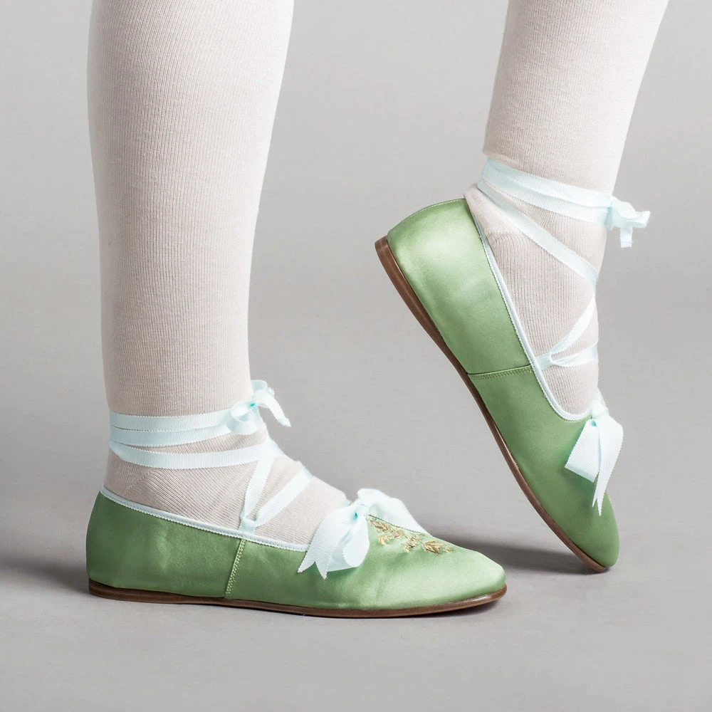 American Duchess Penelope Ladies' Regency Slippers (Green) 5 American Duchess Penelope Ladies' Regency Slippers (Green) - Image 3