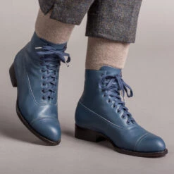 American Duchess Rainey Women's Vintage Lace-Up Boots (Blue) 19 American Duchess Rainey Women's Vintage Lace-Up Boots (Blue) -StrideOne Store rainey vintage boots dandy wellington blue of