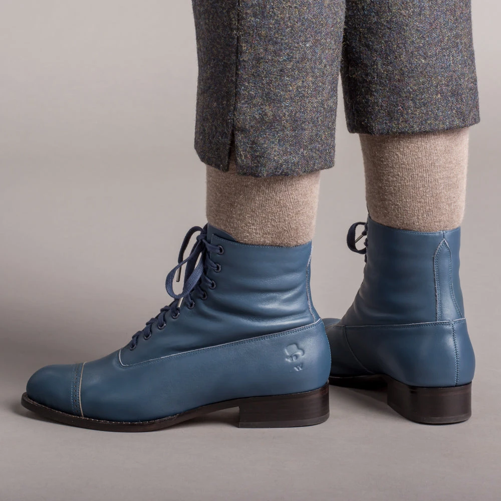 American Duchess Rainey Women's Vintage Lace-Up Boots (Blue) 4 American Duchess Rainey Women's Vintage Lace-Up Boots (Blue) - Image 2