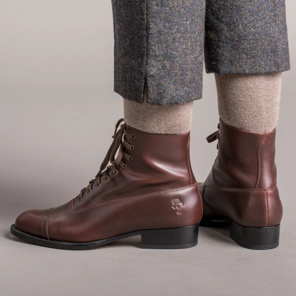 American Duchess Rainey Women's Vintage Lace-Up Boots (Cordovan) 5 American Duchess Rainey Women's Vintage Lace-Up Boots (Cordovan) - Image 3