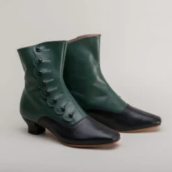 American Duchess Renoir Women's Victorian Button Boots (Green/Black) -StrideOne Store renoir victorian button boots green black