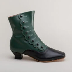 American Duchess Renoir Women's Victorian Button Boots (Green/Black) -StrideOne Store renoir victorian button boots green black 3