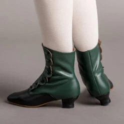 American Duchess Renoir Women's Victorian Button Boots (Green/Black) -StrideOne Store renoir victorian button boots green black of 3