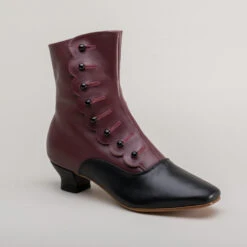 American Duchess Renoir Women's Victorian Button Boots (Merlot/Black) -StrideOne Store renoir victorian button boots merlot black 2