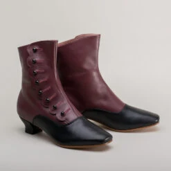 American Duchess Renoir Women's Victorian Button Boots (Merlot/Black) -StrideOne Store renoir victorian button boots merlot black