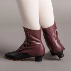 American Duchess Renoir Women's Victorian Button Boots (Merlot/Black) -StrideOne Store renoir victorian button boots merlot black of 3