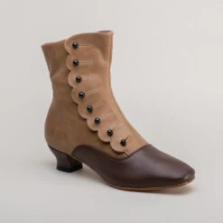 American Duchess Renoir Women's Victorian Button Boots (Tan/Brown) -StrideOne Store renoir victorian button boots tan brown 2