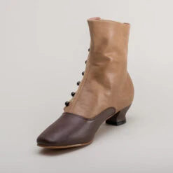 American Duchess Renoir Women's Victorian Button Boots (Tan/Brown) -StrideOne Store renoir victorian button boots tan brown 8