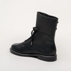 American Duchess Rosie Women's Vintage Double-Buckle Boots (Black) -StrideOne Store rosie ww2 double buckle boots black 6