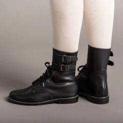 American Duchess Rosie Women's Vintage Double-Buckle Boots (Black) -StrideOne Store rosie ww2 double buckle boots black of 3