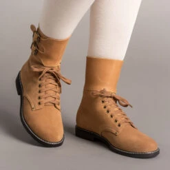 American Duchess Rosie Women's Vintage Double-Buckle Boots (Tan)