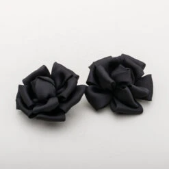 American Duchess Small Satin Rose Shoe Clips -StrideOne Store satin shoe clips black 2
