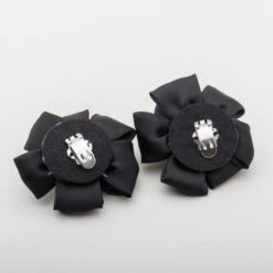 American Duchess Small Satin Rose Shoe Clips -StrideOne Store satin shoe clips black 3