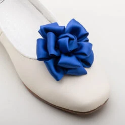 American Duchess Small Satin Rose Shoe Clips -StrideOne Store satin shoe clips blue 1