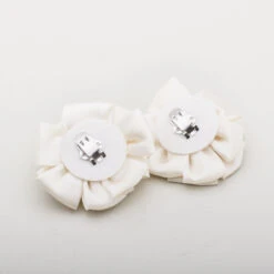 American Duchess Small Satin Rose Shoe Clips -StrideOne Store satin shoe clips ivory 2