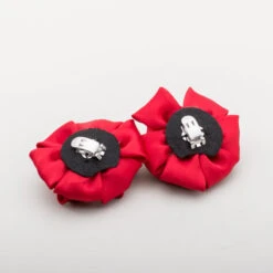 American Duchess Small Satin Rose Shoe Clips -StrideOne Store satin shoe clips red 3