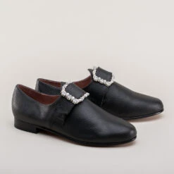 American Duchess Schuyler Women's 18th Century Shoes (Black) -StrideOne Store schuyler 22 18th century womens shoes black 2