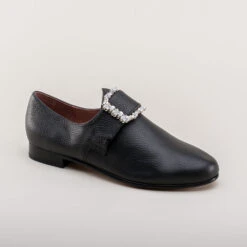 American Duchess Schuyler Women's 18th Century Shoes (Black) -StrideOne Store schuyler 22 18th century womens shoes black 3